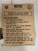 Vintage nuclear attack warning poster