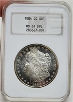 1884-CC Slab Morgan Silver Dollar NGC MS61 DPL