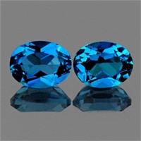 Natural London Blue Topaz Pair  {Flawless-VVS1}