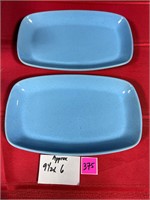 Frankoma 2 Blue Serving plates 9.5x6