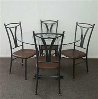 48" Round Glass Top Dining Table with 4 Chairs