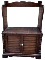 Wooden Seat and Cupboard