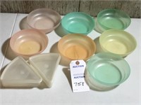 Tupperware items:  7 bowls; 2 triangle w/ lid