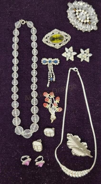 Vintage Jewelry Lot Most Rhinestones Necklaces