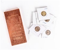 Coin One Kilo .999 Copper Bar & 10 Silver Nickels