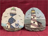2 Stepping Stone Wall Hangs, Light House theme,