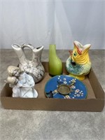 Decorative Vases, Mother Daughter Statue, and