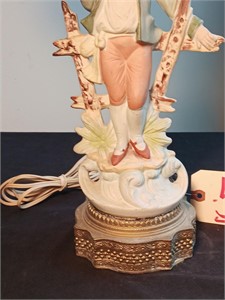 22" Tall Old Bisque Figural Table Lamp