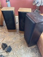 Lot of 3 tower speakers. 1 JVC and two Sharp.