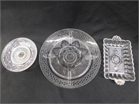 Pressed glass divided dish - Anchor Hocking