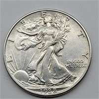 1938 WALKING LIBERTY HALF DOLLAR AU