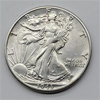 1943 D WALKING LIBERTY HALF DOLLAR AU