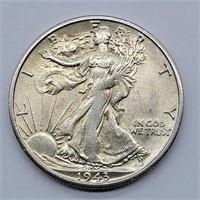 1943 S WALKING LIBERTY HALF DOLLAR AU