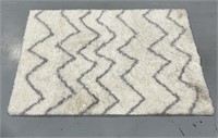 Excellent Off White Zig Zag Patterned Area Rug