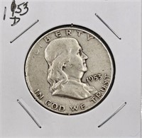 1953  D U.S. Franklin Silver Half Dollar