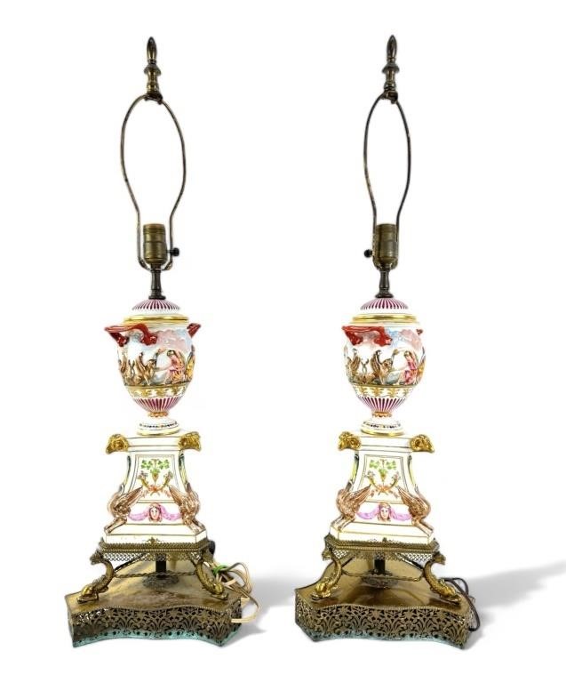 (2) Capodimonte Porcelain Lamps