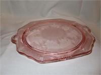 Anchor Hocking "Princess"  Pink Glass Footed Cake