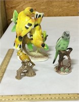 3 ceramic bird figurines