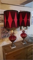 1 pair Retro red glass Lamps