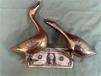 PAIR OF BRASS GEESE