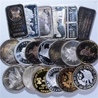 10 pcs. Random Type 1 oz. Silver Bullion Items