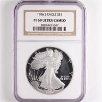 1986-S Proof Silver Eagle NGC PF69 UC