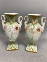 R&S Suhl Swan Handled Vases