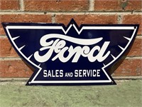 FORD SALES AND SERVICE Enamel Wings Sign - 500 x