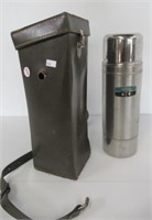 Vintage Thermos in Carrying Case. Note: Strap