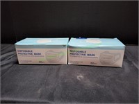 (2)Box of Disposable Protective Mask, 50ct