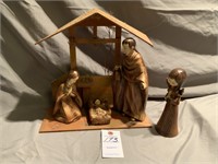 VTG Wooden & Rosin Nativity Set