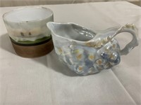 Iridescent shell creamer, Bavaria bowl