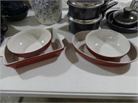 4PC RED/WHITE BAKEWARE