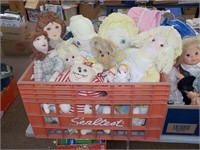 Crate of assorted dolls