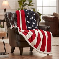 Flag Print Sherpa Throw