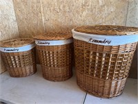 3X WICKER LAUNDRY BASKETS VARIOUS SIZES