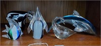 5 Art Glass Modern Figurines 4 1/2" to 6" T