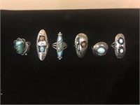 LOT OF 6 NAVAJO STYLE RINGS