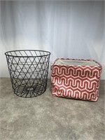 Metal basket and cloth hamper with handles