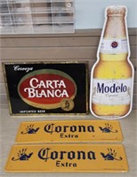 4 Metal Beer signs