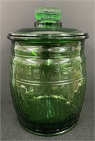 Mr. Peanut Green Planter's Glass Jar Barrel Shape