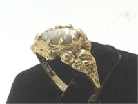 14k gold ring w/ fresh water pearl, size 5.5