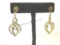 14 k gold filigree dangle earrings