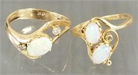 2 - 14K golds set with opals - 5.2 grams total;