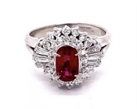 GIA 1.76cts Burma Ruby & Diamond 18k Gold Ring