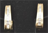 14kt Yellow Gold 1ct Diamond Baguette Earrings
