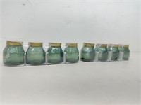 8ct Safe Food Green Glass Jars 3 in