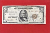 1929 $50 NATIONAL CURRENCY BROWN SEAL NOTE