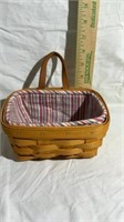 Longaberger basket with striped liner
