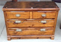 Pine faux leather top dresser